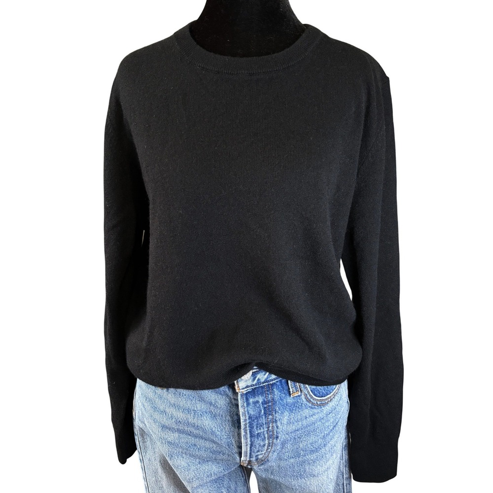 Quince Sweater Women L Black 100% Mongolian Cashmere Crewneck Long Sleeve NWT - Picture 2 of 6
